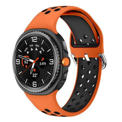 Round Holes Silver Buckle Two Color Silicone Watch Band, For Samsung Galaxy Watch8 / Watch8 Classic - DealBuddy
