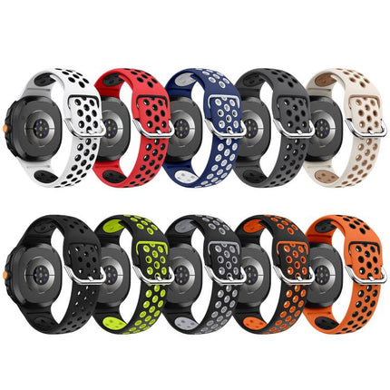 Round Holes Silver Buckle Two Color Silicone Watch Band, For Samsung Galaxy Watch8 / Watch8 Classic - DealBuddy