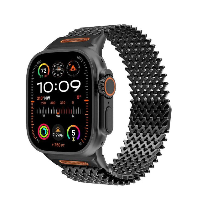 Long-skeleton W-Type Magnetic Stainless Steel Watch Band, For Apple Watch 46mm / 49mm / 45mm / 44mm - DealBuddy