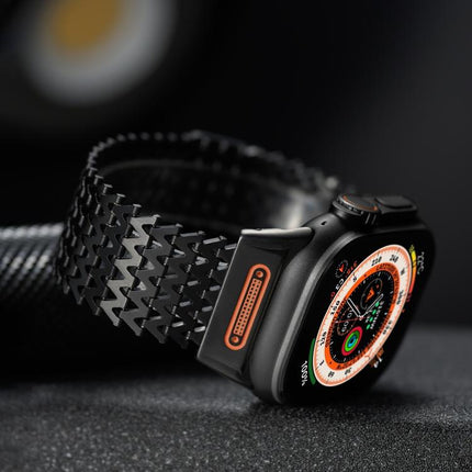 Long-skeleton W-Type Magnetic Stainless Steel Watch Band, For Apple Watch 46mm / 49mm / 45mm / 44mm - DealBuddy