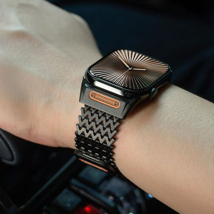 Long-skeleton W-Type Magnetic Stainless Steel Watch Band, For Apple Watch 46mm / 49mm / 45mm / 44mm - DealBuddy