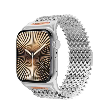 Long-skeleton W-Type Magnetic Stainless Steel Watch Band, For Apple Watch 46mm / 49mm / 45mm / 44mm - DealBuddy