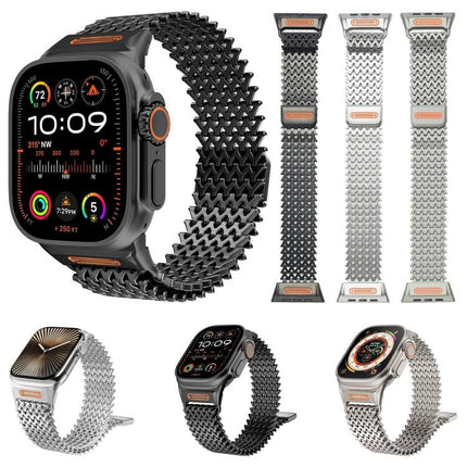 Long-skeleton W-Type Magnetic Stainless Steel Watch Band, For Apple Watch 46mm / 49mm / 45mm / 44mm - DealBuddy