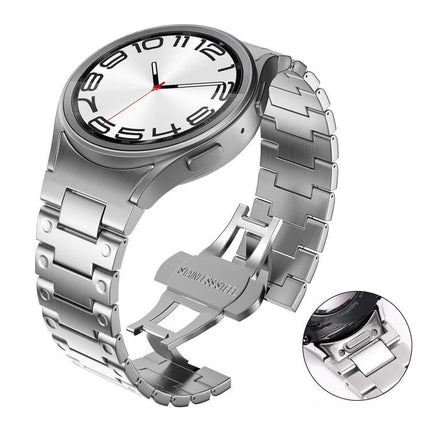 Push Button Mechanical Style Butterfly Clasp Metal Watch Band, For Samsung Galaxy Watch FE / 7 / 6 / 5 / 4 - DealBuddy