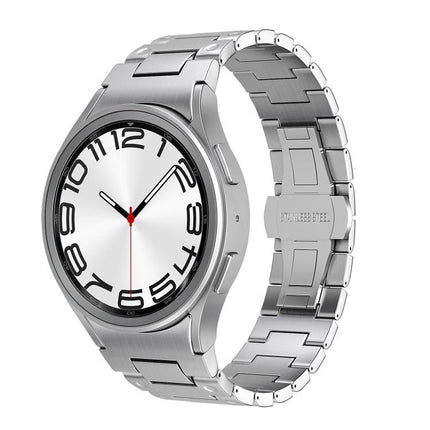 Push Button Mechanical Style Butterfly Clasp Metal Watch Band, For Samsung Galaxy Watch FE / 7 / 6 / 5 / 4 - DealBuddy