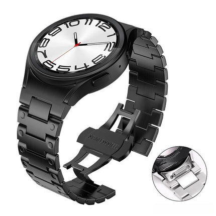 Push Button Mechanical Style Butterfly Clasp Metal Watch Band, For Samsung Galaxy Watch FE / 7 / 6 / 5 / 4 - DealBuddy
