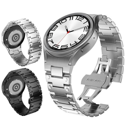 Push Button Mechanical Style Butterfly Clasp Metal Watch Band, For Samsung Galaxy Watch FE / 7 / 6 / 5 / 4 - DealBuddy