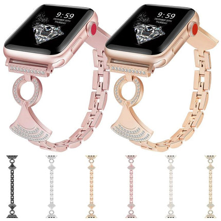 Shell-Inlaid Diamond  Metal Watch Band, For Apple Watch 46mm / 49mm / 45mm / 44mm, For Apple Watch 42mm / 41mm / 40mm / 38mm - DealBuddy