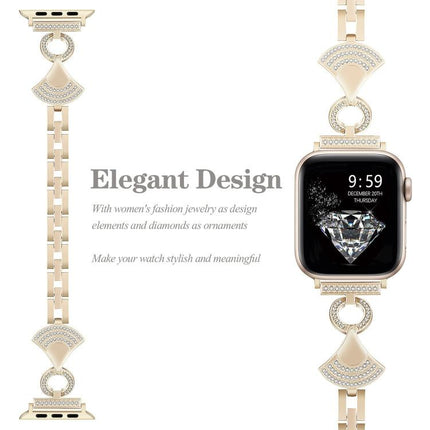 Shell-Inlaid Diamond  Metal Watch Band, For Apple Watch 46mm / 49mm / 45mm / 44mm, For Apple Watch 42mm / 41mm / 40mm / 38mm - DealBuddy