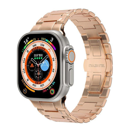 Mechanical-Style Butterfly Clasp Metal Watch Band, For Apple Watch 46mm / 49mm / 45mm / 44mm, For Apple Watch 42mm / 41mm / 40mm / 38mm - DealBuddy