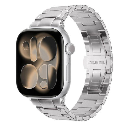 Mechanical-Style Butterfly Clasp Metal Watch Band, For Apple Watch 46mm / 49mm / 45mm / 44mm, For Apple Watch 42mm / 41mm / 40mm / 38mm - DealBuddy