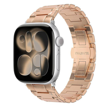 Mechanical-Style Butterfly Clasp Metal Watch Band, For Apple Watch 46mm / 49mm / 45mm / 44mm, For Apple Watch 42mm / 41mm / 40mm / 38mm - DealBuddy