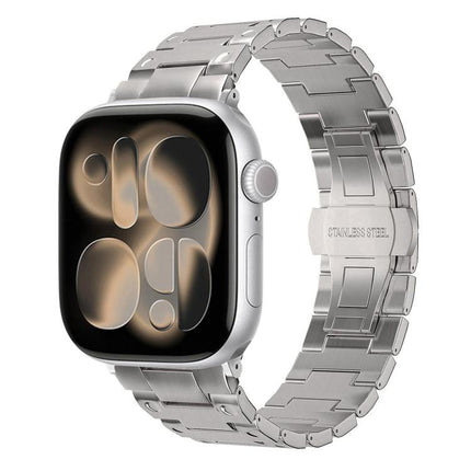 Mechanical-Style Butterfly Clasp Metal Watch Band, For Apple Watch 46mm / 49mm / 45mm / 44mm, For Apple Watch 42mm / 41mm / 40mm / 38mm - DealBuddy