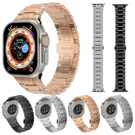 Mechanical-Style Butterfly Clasp Metal Watch Band, For Apple Watch 46mm / 49mm / 45mm / 44mm, For Apple Watch 42mm / 41mm / 40mm / 38mm - DealBuddy