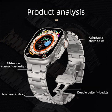 Mechanical-Style Butterfly Clasp Metal Watch Band, For Apple Watch 46mm / 49mm / 45mm / 44mm, For Apple Watch 42mm / 41mm / 40mm / 38mm - DealBuddy