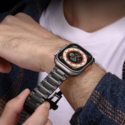 Mechanical-Style Butterfly Clasp Metal Watch Band, For Apple Watch 46mm / 49mm / 45mm / 44mm, For Apple Watch 42mm / 41mm / 40mm / 38mm - DealBuddy