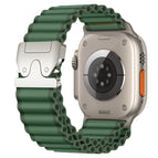For Apple Watch 46mm / 49mm / 45mm / 44mm / Green Silver Buckle