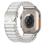 For Apple Watch 46mm / 49mm / 45mm / 44mm / White Silver Buckle