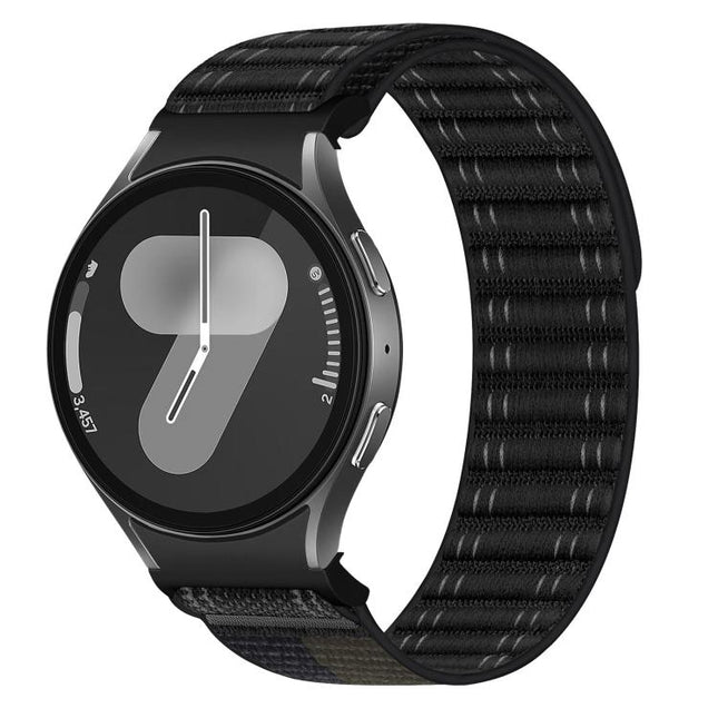 Press Button Wave Texture Nylon Hook And Loop Fastener Watch Band, For Samsung Galaxy Watch FE / 7 / 6 / 5 / 4 - DealBuddy