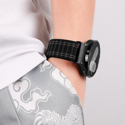 Press Button Wave Texture Nylon Hook And Loop Fastener Watch Band, For Samsung Galaxy Watch FE / 7 / 6 / 5 / 4 - DealBuddy