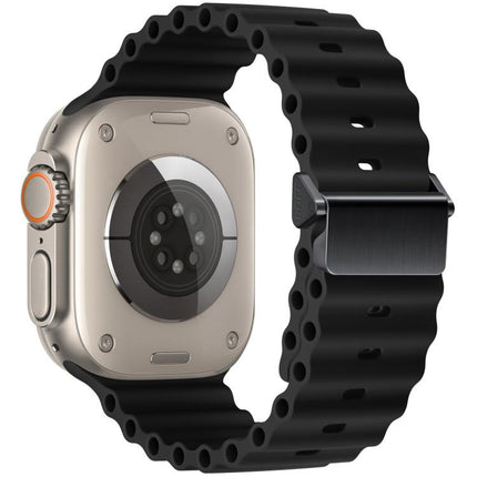 Refurbished Magnetic Buckle Ocean Silicone Watch Band, For Apple Watch 46mm / 49mm / 45mm / 44mm, For Apple Watch 42mm / 41mm / 40mm / 38mm - DealBuddy