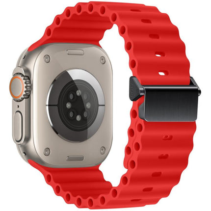 Refurbished Magnetic Buckle Ocean Silicone Watch Band, For Apple Watch 46mm / 49mm / 45mm / 44mm, For Apple Watch 42mm / 41mm / 40mm / 38mm - DealBuddy