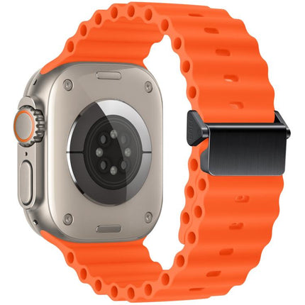 Refurbished Magnetic Buckle Ocean Silicone Watch Band, For Apple Watch 46mm / 49mm / 45mm / 44mm, For Apple Watch 42mm / 41mm / 40mm / 38mm - DealBuddy