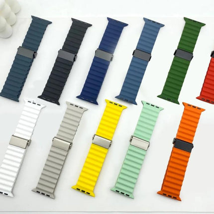 Refurbished Magnetic Buckle Ocean Silicone Watch Band, For Apple Watch 46mm / 49mm / 45mm / 44mm, For Apple Watch 42mm / 41mm / 40mm / 38mm - DealBuddy
