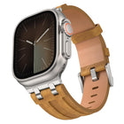 Crazy Horse Vegan Leather Stainless Steel Silver Buckle Watch Band, For Apple Watch 46mm / 49mm / 45mm / 44mm - DealBuddy