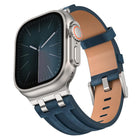 Crazy Horse Vegan Leather Stainless Steel Silver Buckle Watch Band, For Apple Watch 46mm / 49mm / 45mm / 44mm - DealBuddy