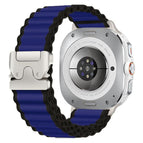 For Samsung Galaxy Watch Ultra 47mm / Ultra 2025 / Navy Blue Silver Buckle