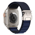 For Apple Watch 46mm / 49mm / 45mm / 44mm / Navy Blue Titanium Buckle