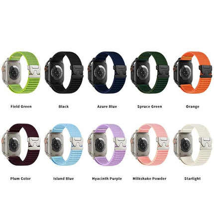 Parachute Buckle Mountain Pattern Woven Nylon Metal Tip Watch Band, For Apple Watch 46mm / 49mm / 45mm / 44mm, For Apple Watch 42mm / 41mm / 40mm / 38mm - DealBuddy