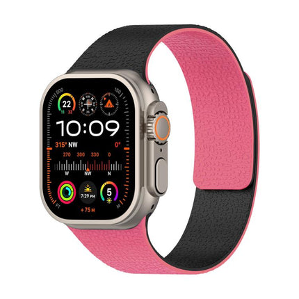 Color-blocking Litchi Texture Magnetic Silicone Watch Band, For Apple Watch 46mm / 49mm / 45mm / 44mm, For Apple Watch 42mm / 41mm / 40mm / 38mm - DealBuddy