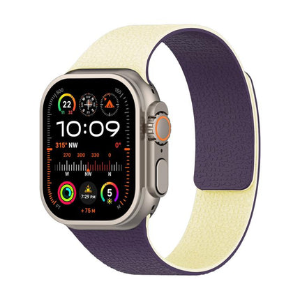 Color-blocking Litchi Texture Magnetic Silicone Watch Band, For Apple Watch 46mm / 49mm / 45mm / 44mm, For Apple Watch 42mm / 41mm / 40mm / 38mm - DealBuddy