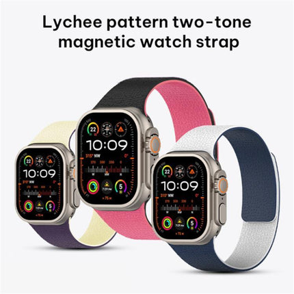 Color-blocking Litchi Texture Magnetic Silicone Watch Band, For Apple Watch 46mm / 49mm / 45mm / 44mm, For Apple Watch 42mm / 41mm / 40mm / 38mm - DealBuddy