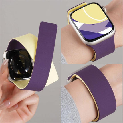 Color-blocking Litchi Texture Magnetic Silicone Watch Band, For Apple Watch 46mm / 49mm / 45mm / 44mm, For Apple Watch 42mm / 41mm / 40mm / 38mm - DealBuddy