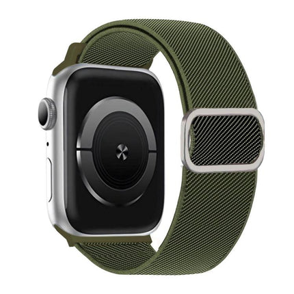 Diagonal Striped D-ring Buckle Nylon Elastic Watch Band, For Apple Watch 46mm / 49mm / 45mm / 44mm, For Apple Watch 42mm / 41mm / 40mm / 38mm - DealBuddy