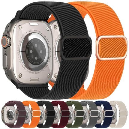 Diagonal Striped D-ring Buckle Nylon Elastic Watch Band, For Apple Watch 46mm / 49mm / 45mm / 44mm, For Apple Watch 42mm / 41mm / 40mm / 38mm - DealBuddy