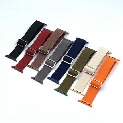 Diagonal Striped D-ring Buckle Nylon Elastic Watch Band, For Apple Watch 46mm / 49mm / 45mm / 44mm, For Apple Watch 42mm / 41mm / 40mm / 38mm - DealBuddy