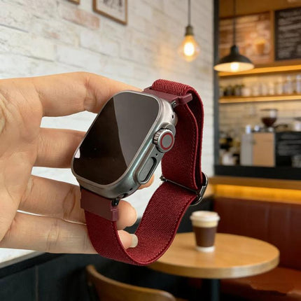 Diagonal Striped D-ring Buckle Nylon Elastic Watch Band, For Apple Watch 46mm / 49mm / 45mm / 44mm, For Apple Watch 42mm / 41mm / 40mm / 38mm - DealBuddy