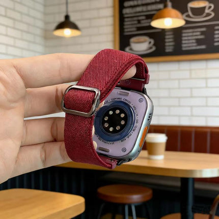 Diagonal Striped D-ring Buckle Nylon Elastic Watch Band, For Apple Watch 46mm / 49mm / 45mm / 44mm, For Apple Watch 42mm / 41mm / 40mm / 38mm - DealBuddy