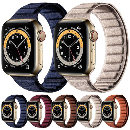 Square Magnetic Suede Watch Band, For Apple Watch 46mm / 49mm / 45mm / 44mm, For Apple Watch 42mm / 41mm / 40mm / 38mm - DealBuddy