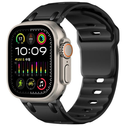 Customised Step-Style Solid Colour Silicone Watch Band, For Apple Watch 49mm / 46mm / 45mm / 44mm - DealBuddy