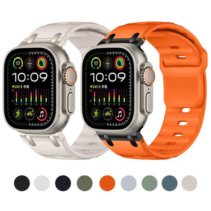 Customised Step-Style Solid Colour Silicone Watch Band, For Apple Watch 49mm / 46mm / 45mm / 44mm - DealBuddy