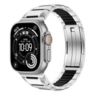 Multi-Faceted Rubber Inlaid Stainless Steel Watch Band, For Apple Watch 46mm / 49mm / 45mm / 44mm, For Apple Watch 42mm / 41mm / 40mm / 38mm - DealBuddy