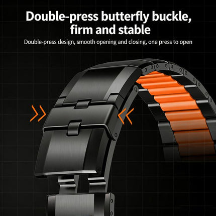 Multi-Faceted Rubber Inlaid Stainless Steel Watch Band, For Apple Watch 46mm / 49mm / 45mm / 44mm, For Apple Watch 42mm / 41mm / 40mm / 38mm - DealBuddy
