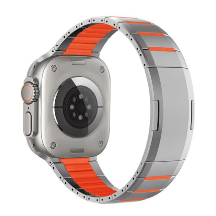 Curved Two-Tone Side-Release Stainless Steel Watch Band, For Apple Watch 49mm / 46mm / 45mm / 44mm, For Apple Watch 42mm / 41mm / 40mm / 38mm - DealBuddy