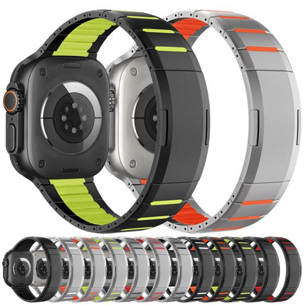 Curved Two-Tone Side-Release Stainless Steel Watch Band, For Apple Watch 49mm / 46mm / 45mm / 44mm, For Apple Watch 42mm / 41mm / 40mm / 38mm - DealBuddy