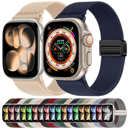 Double Magnetic Buckle Elastic Nylon Watch Band, For Apple Watch 49mm / 46mm / 45mm / 44mm, For Apple Watch 42mm / 41mm / 40mm / 38mm - DealBuddy